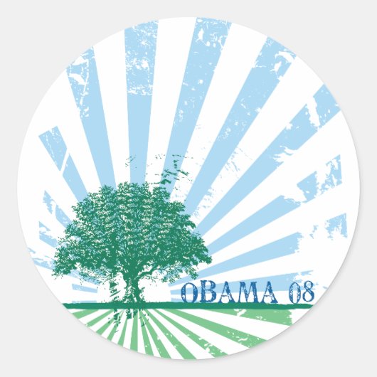 Obama Green Runder Aufkleber (Vorderseite)