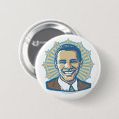Obama-Halo-Porträt-Knopf Button (Vorne & Hinten)