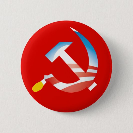 Obama-Hammer und Sichel-Knopf Button (Vorderseite)