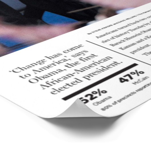 Obama: History Newspaper Poster (Ecke)