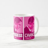 Obama - Hoffnung, Fortschritt, ändern dunkle rosa Kaffeetasse (VorderseiteRechts)