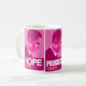 Obama - Hoffnung, Fortschritt, ändern dunkle rosa Kaffeetasse (Vorderseite Links)