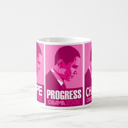 Obama - Hoffnung, Fortschritt, ändern dunkle rosa Kaffeetasse (Mittel)