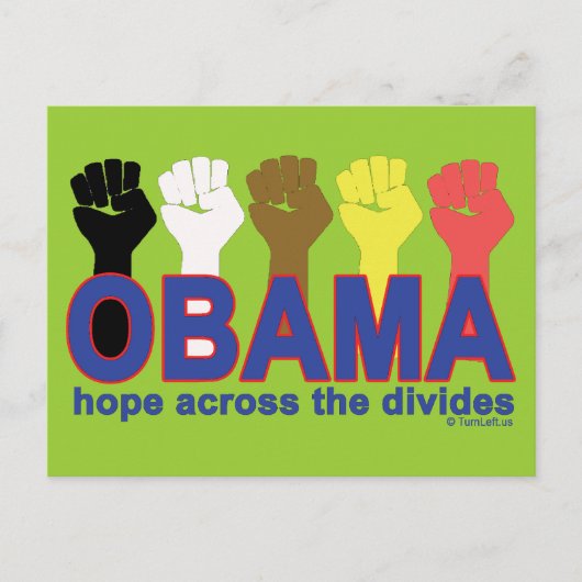 OBAMA HOFFNUNG ÜBER DIE DIVIDES POSTKARTE (Vorderseite)
