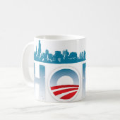Obama-Hoffnungs-Tassen-ChicagoSkyline Kaffeetasse (Vorderseite Links)