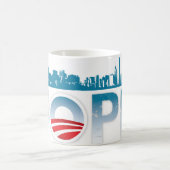 Obama-Hoffnungs-Tassen-ChicagoSkyline Kaffeetasse (Mittel)