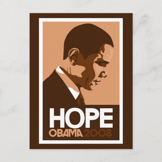 Obama - Hope Dark Brown Postcard Postkarte (Vorderseite)