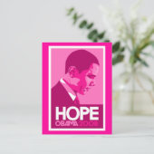 Obama - Hope Dark Pink Postcard Postkarte (Stehend Vorderseite)