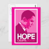 Obama - Hope Dark Pink Postcard Postkarte (Vorne/Hinten)