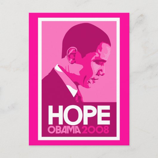 Obama - Hope Dark Pink Postcard Postkarte (Vorderseite)