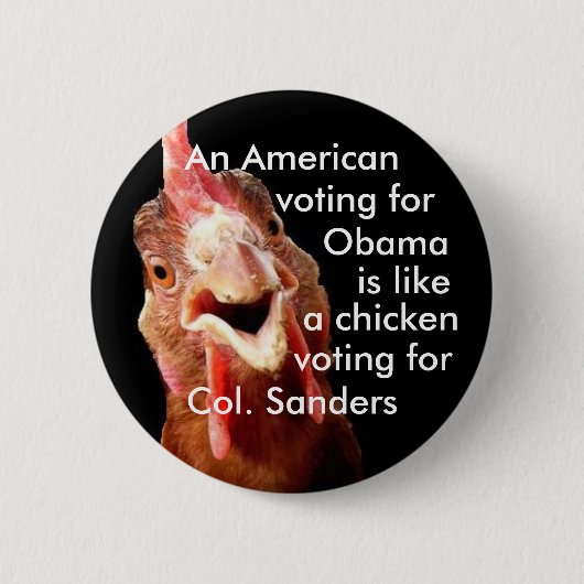 Obama-Huhn-Oberst Sanders Button (Vorderseite)