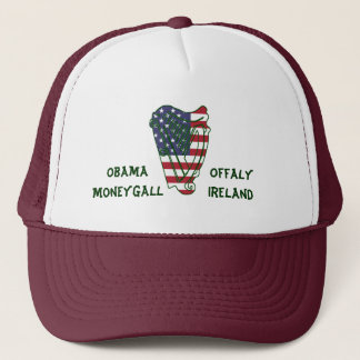 Obama in Flagge Offaly US auf irischem Harfen-Hut Truckerkappe
