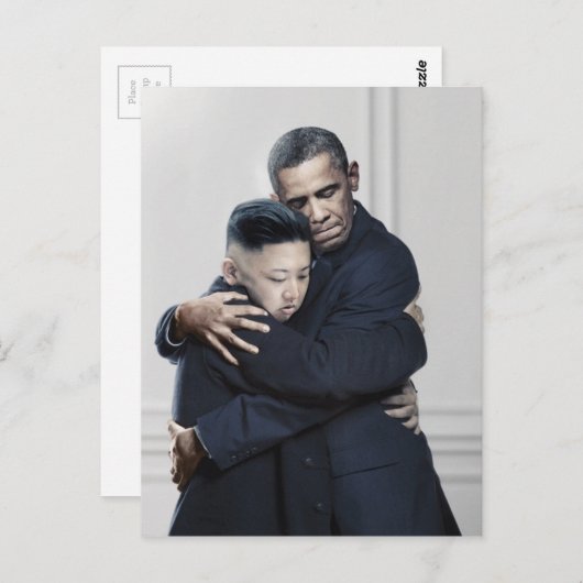 Obama Kim Jong Un Nordkorea Liebe Postkarte (Vorne/Hinten)