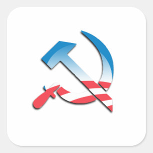 Obama-Kommunist-Symbol Quadratischer Aufkleber