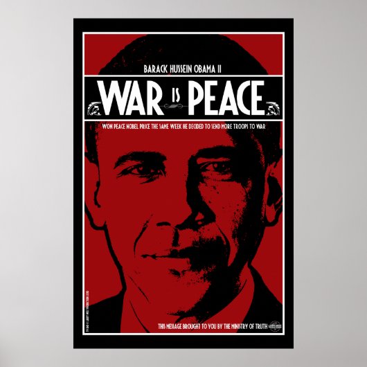 Obama: Krieg ist Frieden Poster (Vorne)
