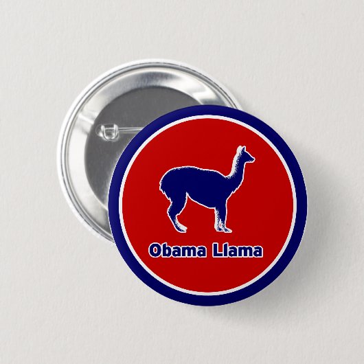 Obama-Lama-blauer Kontur-Knopf Button (Vorne & Hinten)