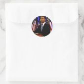 Obama mit Flaggen Runder Aufkleber (Tasche)
