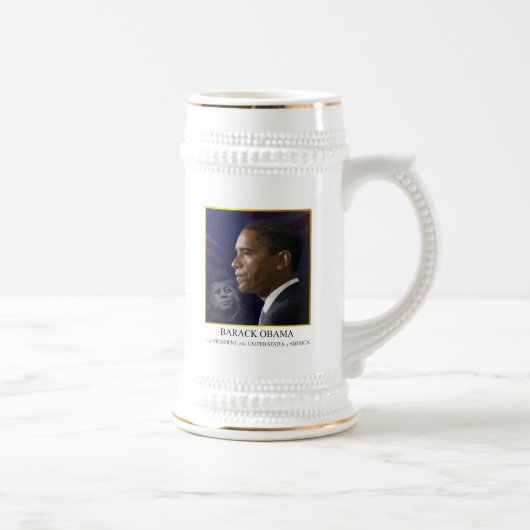Obama mit JFK - Stein-Tasse Bierglas (Rechts)