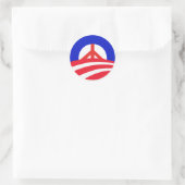 Obama mit Red Peace Sign Runder Aufkleber (Tasche)