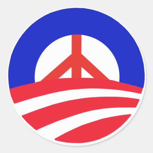 Obama mit Red Peace Sign Runder Aufkleber (Vorderseite)