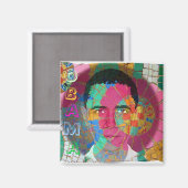 Obama Mosaic Square Magnet (Vorderseite/Rückseite)