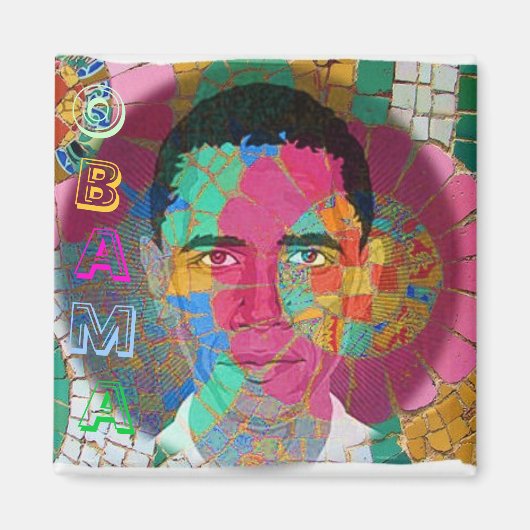 Obama Mosaic Square Magnet (Vorne)