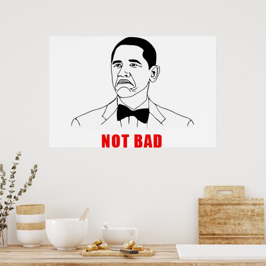 Obama nicht böse Mammutwut konfrontiert Comic Poster (Küche)