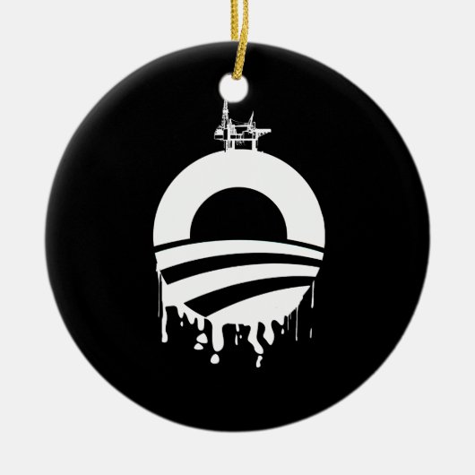 Obama-Ölplattform-Rückseite Keramik Ornament (Vorne)