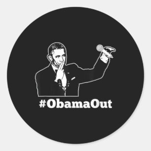 Obama Out - #obamaout Mic Drop Funny Runder Aufkleber