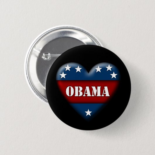 Obama-patriotisches Herz Button (Vorne & Hinten)