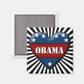Obama-patriotisches Herz Magnet (Vorderseite/Rückseite)