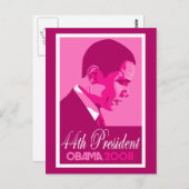 Obama Pink 44. Präsident Postcard 3 Postkarte (Vorne/Hinten)