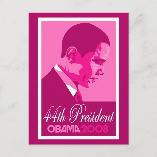 Obama Pink 44. Präsident Postcard 3 Postkarte (Vorderseite)