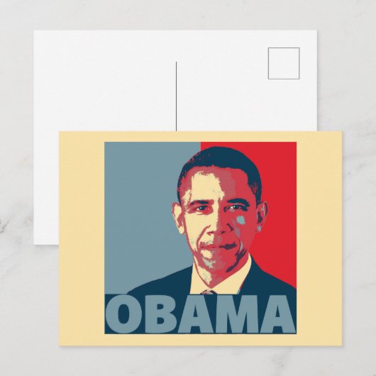 OBAMA POP ART POSTKARTE (Vorne/Hinten)