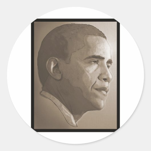 Obama Portrait Runder Aufkleber (Vorderseite)