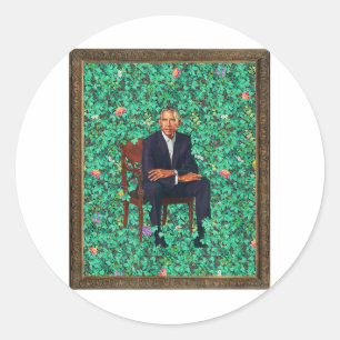 Obama Portrait T-Shirt _1 Runder Aufkleber
