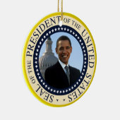 Obama-Porträt im offiziellen PräsidentenSiegel Keramikornament (Rechts)