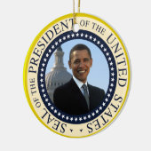 Obama-Porträt im offiziellen PräsidentenSiegel Keramikornament (Links)