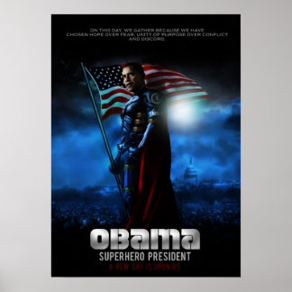 OBAMA POSTER Super Hero Präsident