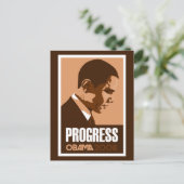 Obama - Progress Dark Brown Postcard Postkarte (Stehend Vorderseite)