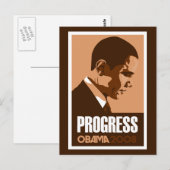 Obama - Progress Dark Brown Postcard Postkarte (Vorne/Hinten)