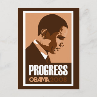 Obama - Progress Dark Brown Postcard Postkarte