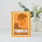 Obama - Progress Dark Orange Postcard Postkarte (Stehend Vorderseite)
