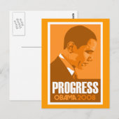 Obama - Progress Dark Orange Postcard Postkarte (Vorne/Hinten)