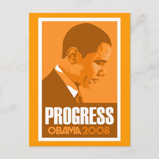 Obama - Progress Dark Orange Postcard Postkarte (Vorderseite)