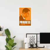 Obama - Progress Dark Orange Poster (Heimbüro)