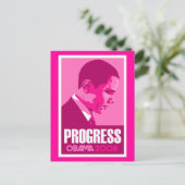 Obama - Progress Dark Pink Postcard Postkarte (Stehend Vorderseite)