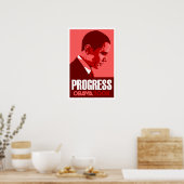 Obama - Progress Dark Red Poster (Küche)