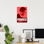 Obama - Progress Dark Red Poster (Heimbüro)