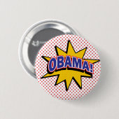 OBAMA! Retro Comic-Halbtondruck Button (Vorne & Hinten)